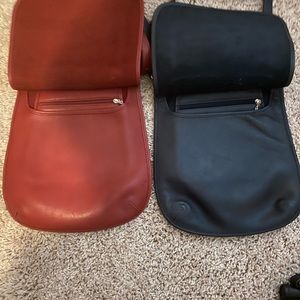 2 coach cross body purses, dark red and navy